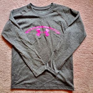 Pink and Gray Long Sleeved Under Armour Shirt YXS